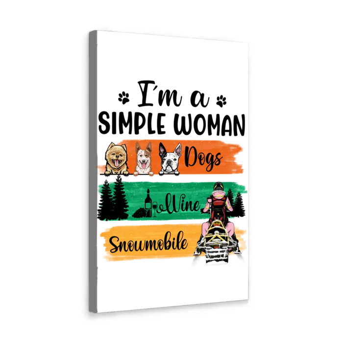 I'm A Simple Woman - Personalized Canvas For Her, Snowmobiling