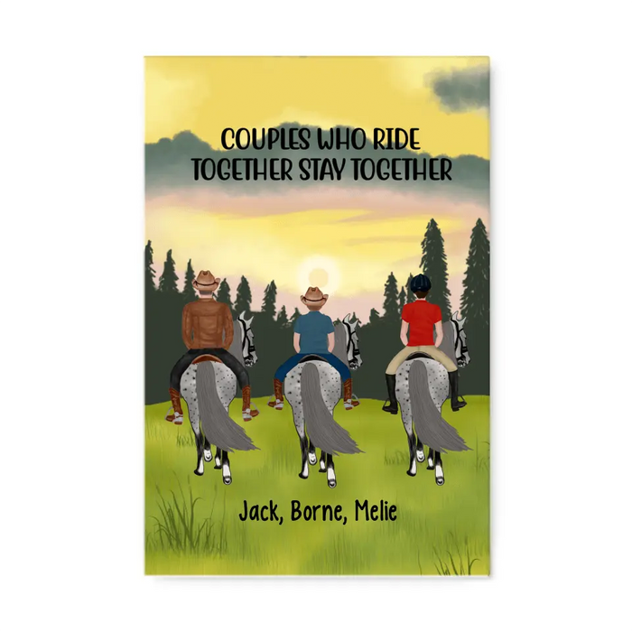Horse Riding With Kids - Personalized Canvas For Horse Riding Lovers, For Kids, For Family