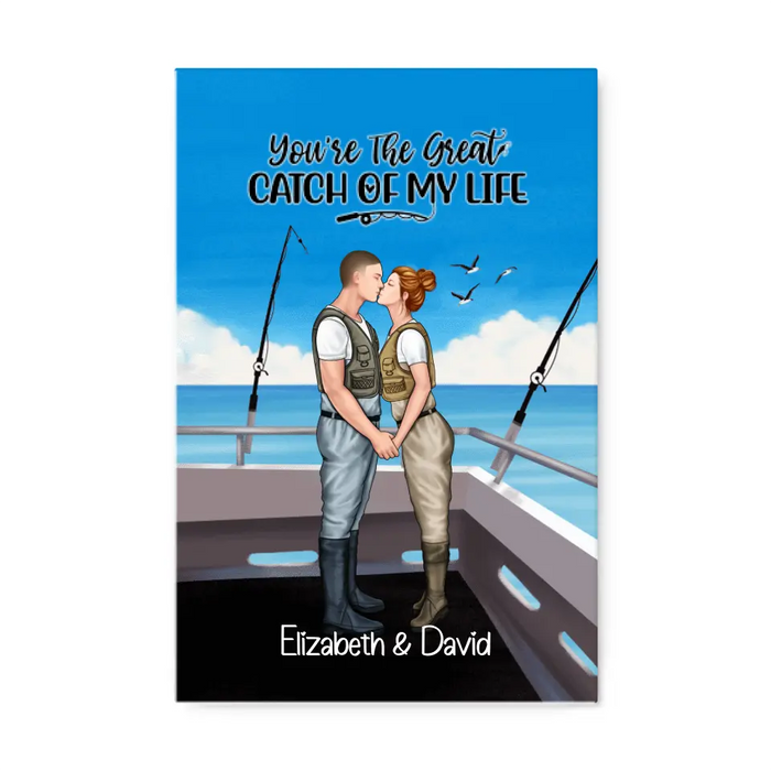 Fishing Partners For Life - Personalized Canvas For Couples, Fishing