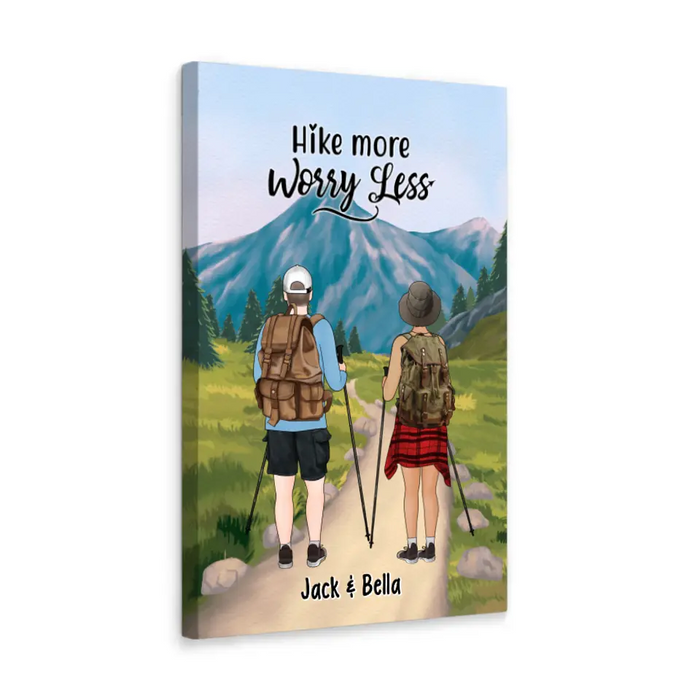 Hike More Worry Less - Personalized Canvas For Couples, Hiking, Dog Lovers