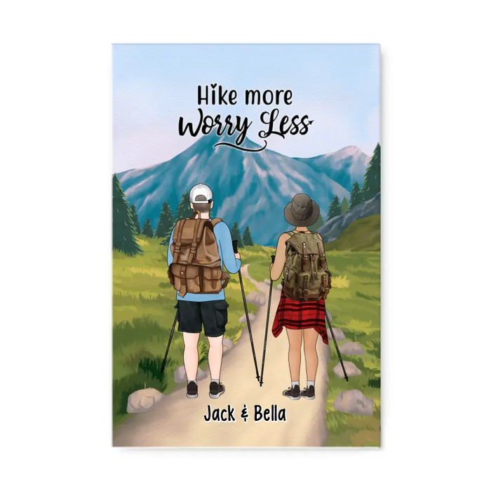 Hike More Worry Less - Personalized Canvas For Couples, Hiking, Dog Lovers