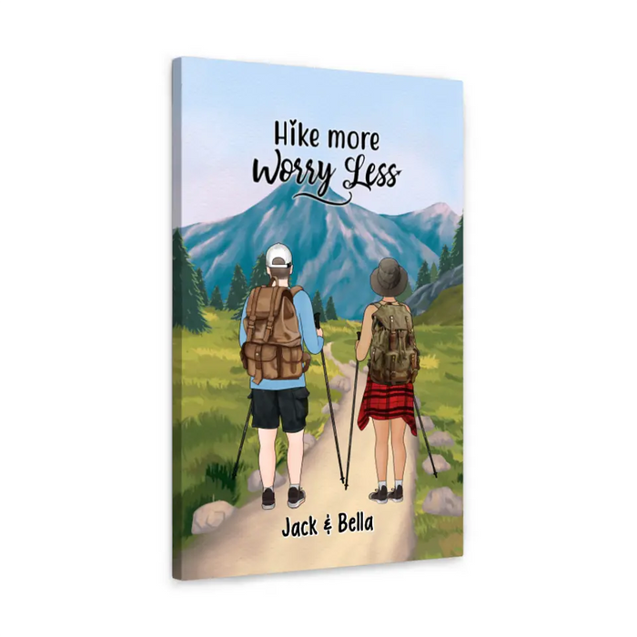 Hike More Worry Less - Personalized Canvas For Couples, Hiking, Dog Lovers