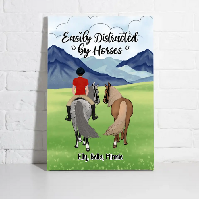 Easily Distracted By Horses - Personalized Canvas For Him, Her, Horse Lovers