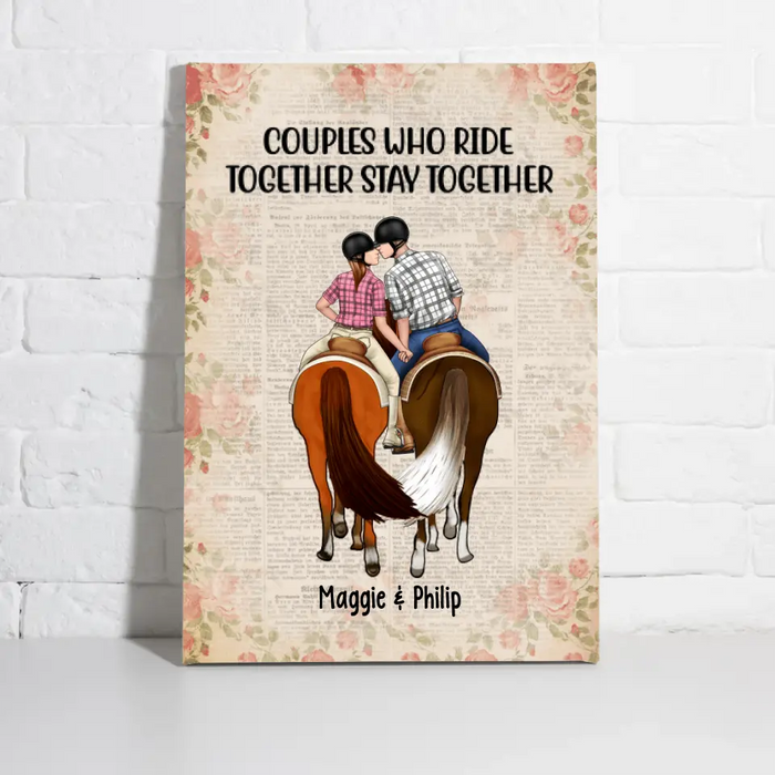 Couples Who Ride Together - Personalized Canvas For Couples, Horseback Riding, Horse Lovers