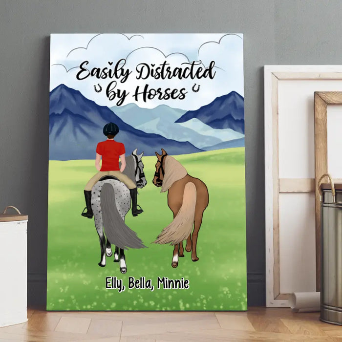 Easily Distracted By Horses - Personalized Canvas For Him, Her, Horse Lovers