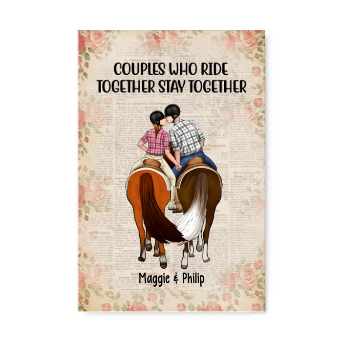 Couples Who Ride Together - Personalized Canvas For Couples, Horseback Riding, Horse Lovers