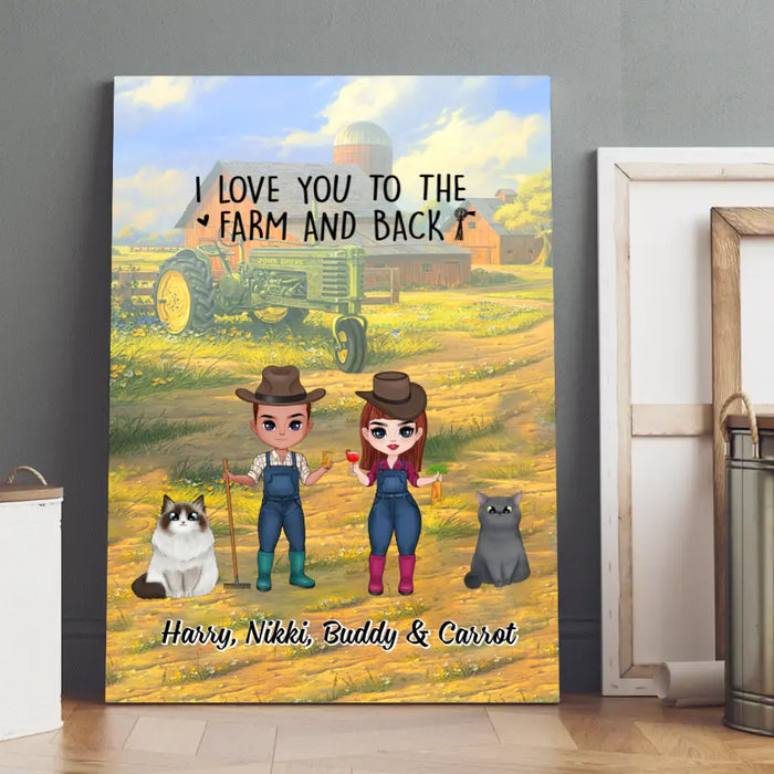 Up To 2 Cats I Love You To The Farm And Back - Personalized Canvas For Couples, Cat Lovers, Farmer
