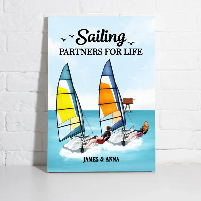 Sailing Partners For Life - Personalized Canvas For Couples, For Him, Her, Sailing, Beach