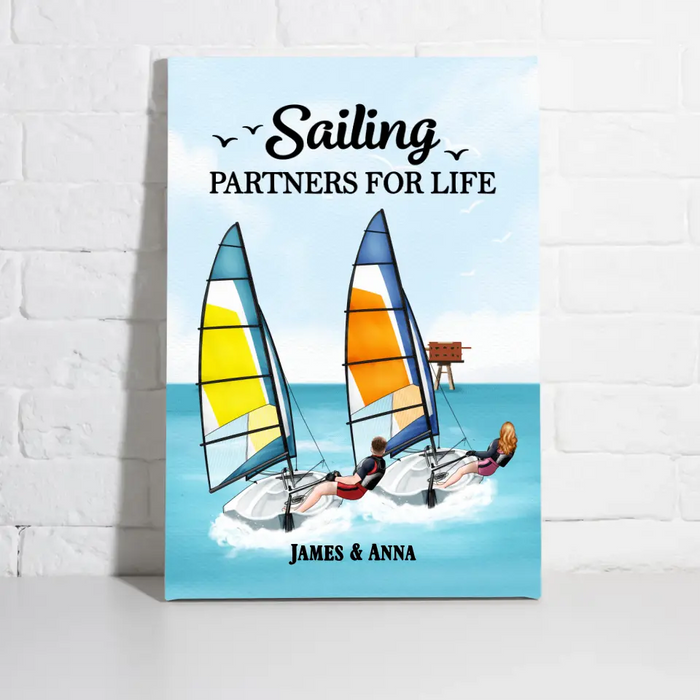 Sailing Partners For Life - Personalized Canvas For Couples, For Him, Her, Sailing, Beach