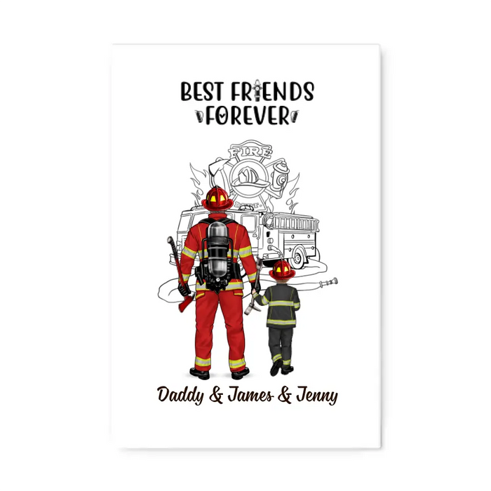 Best Friends Forever - Personalized Gifts Custom Firefighter Canvas for Mom and Dad, Firefighter Gifts