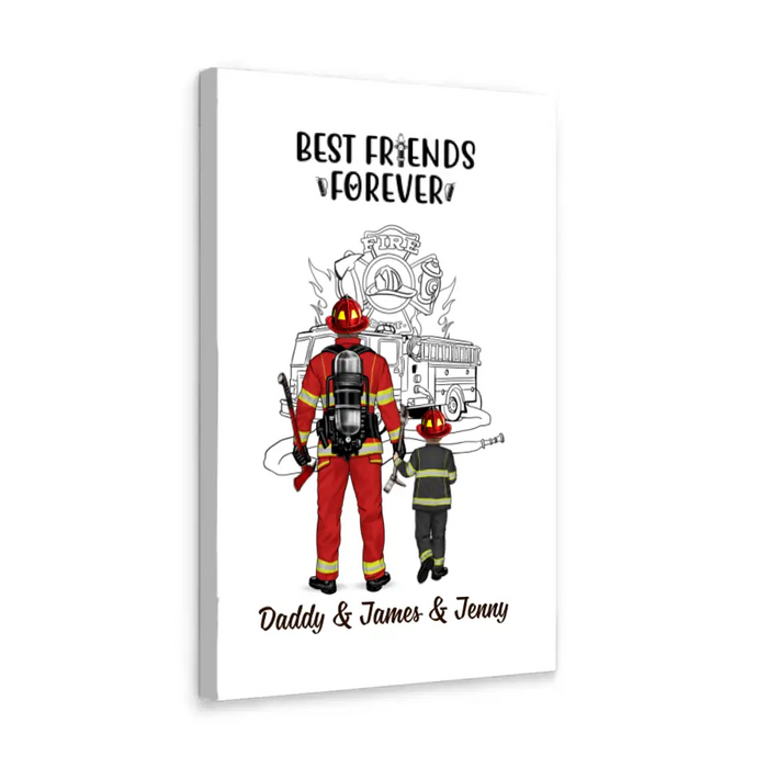 Best Friends Forever - Personalized Gifts Custom Firefighter Canvas for Mom and Dad, Firefighter Gifts