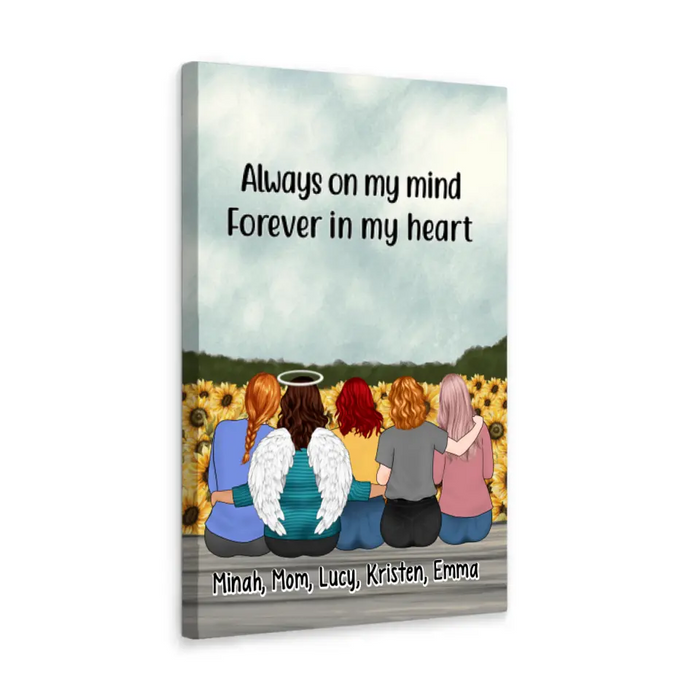 Always On My Mind Forever In My Heart - Personalized Canvas For Mom, Daughters, Mother's Day