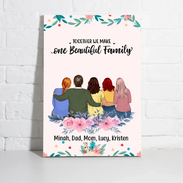 Together We Make One Beautiful Family - Personalized Gifts Custom Canvas for Family for Mom