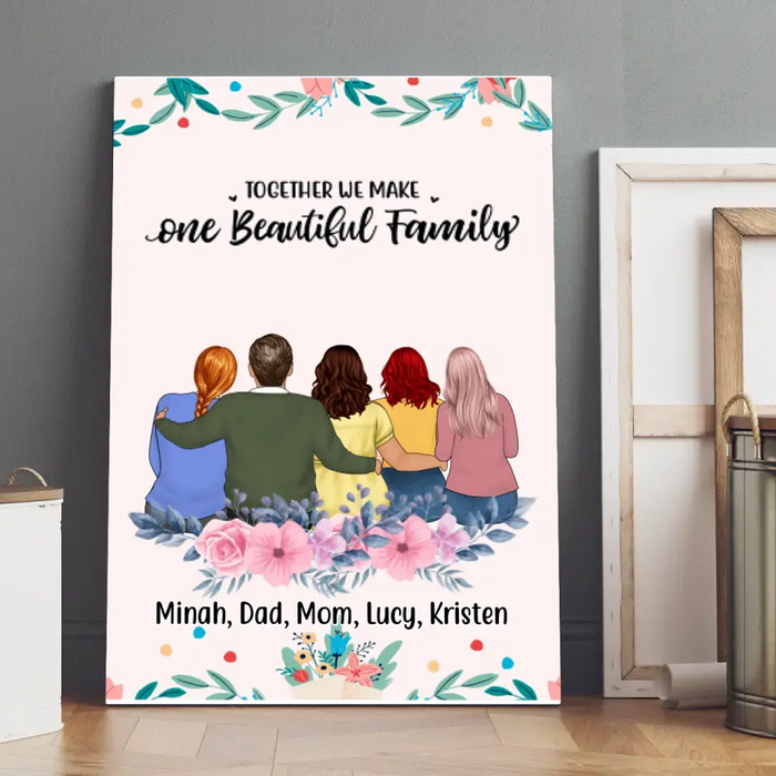 Together We Make One Beautiful Family - Personalized Gifts Custom Canvas for Family for Mom
