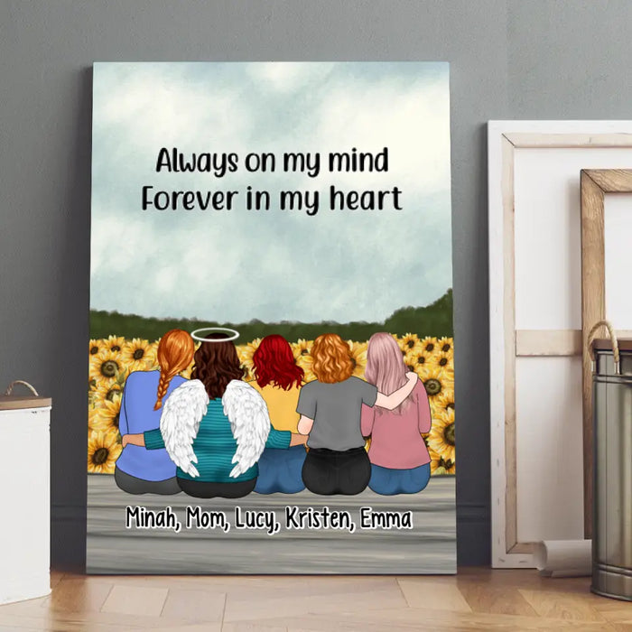 Always On My Mind Forever In My Heart - Personalized Canvas For Mom, Daughters, Mother's Day