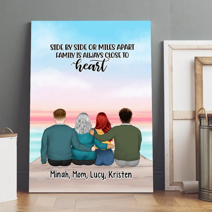 Family Is Always Close To Heart - Personalized Canvas For Mom, Sons, Daughters, Mother's Day
