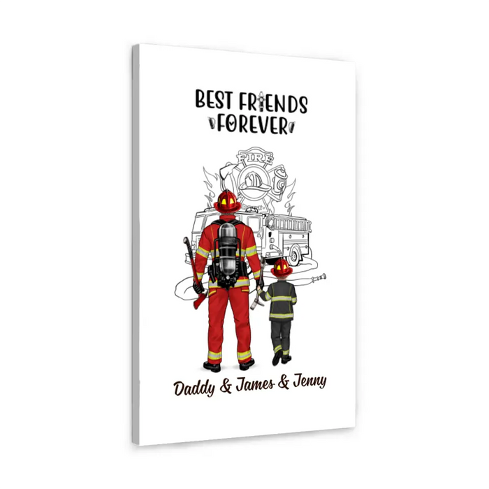 Best Friends Forever - Personalized Gifts Custom Firefighter Canvas for Mom and Dad, Firefighter Gifts