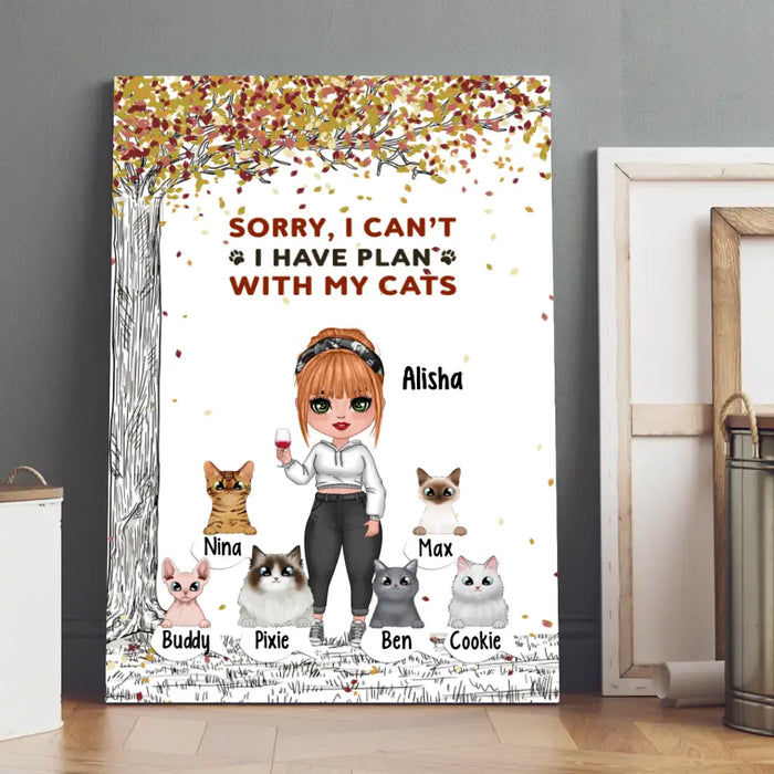 Up To 6 Cats Just A Girl Who Loves Cats - Personalized Canvas For Her, Cat Mom, Cat Lovers