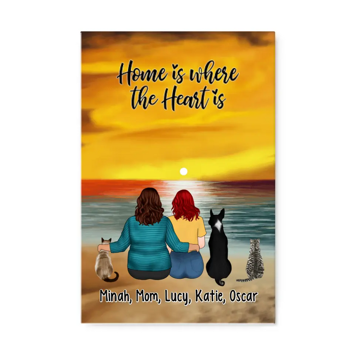 Home Is Where The Heart Is - Personalized Canvas For Mom, Daughters, Dog Lovers, Cat Lovers