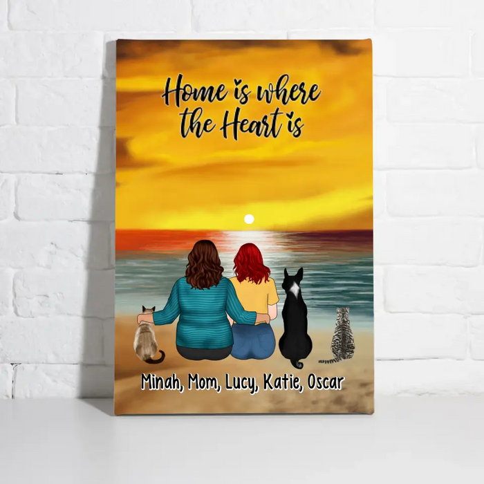 Home Is Where The Heart Is - Personalized Canvas For Mom, Daughters, Dog Lovers, Cat Lovers