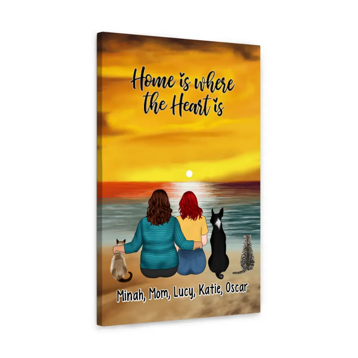 Home Is Where The Heart Is - Personalized Canvas For Mom, Daughters, Dog Lovers, Cat Lovers