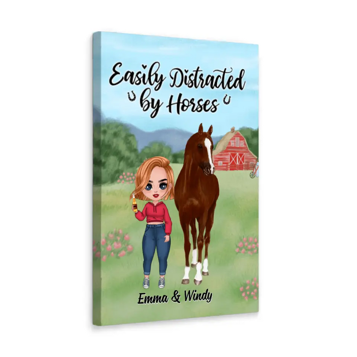 Easily Distracted By Horses - Personalized Canvas For Her, Horse Lovers