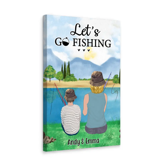 Let's Go Fishing Mom & Kids - Personalized Canvas For Mom, Kids, Family, Fishing