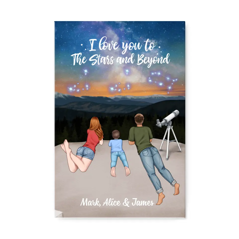 I Love You To The Stars And Beyond - Personalized Canvas For Family, C ...