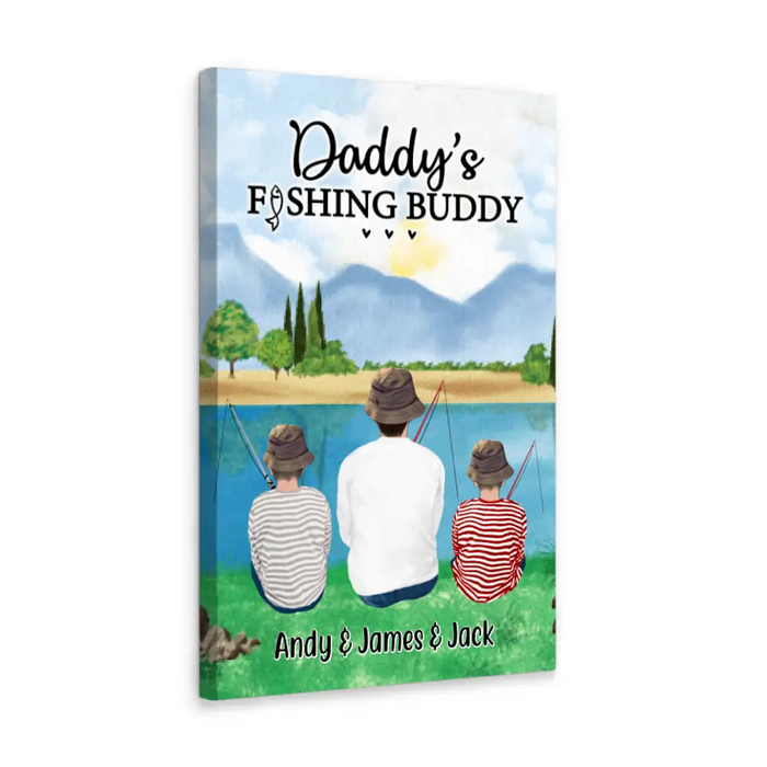 Daddy's Fishing Buddy - Personalized Gifts Custom Fishing Canvas for Kids for Dad, Fishing Lovers