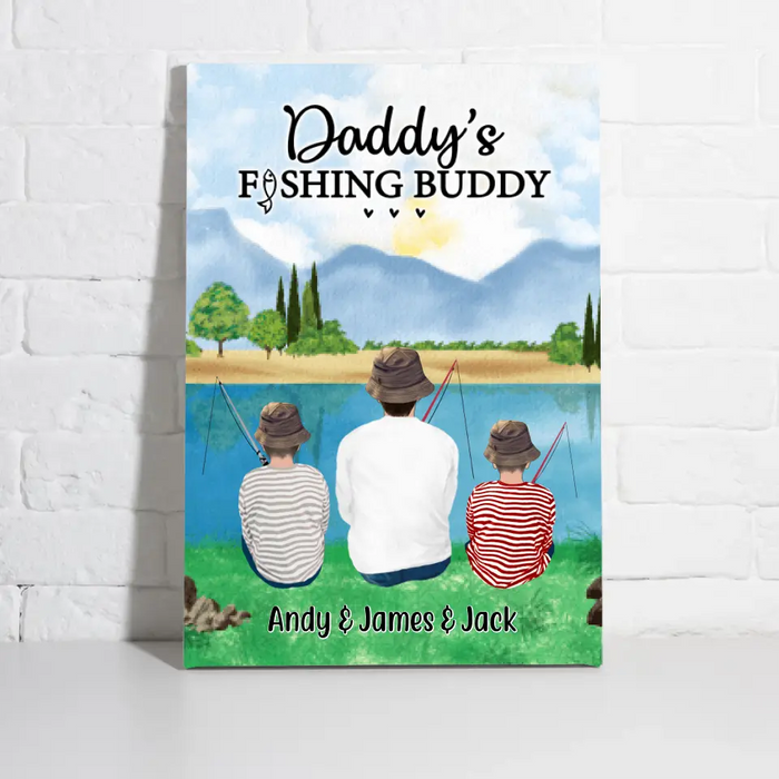 Daddy's Fishing Buddy - Personalized Gifts Custom Fishing Canvas for Kids for Dad, Fishing Lovers