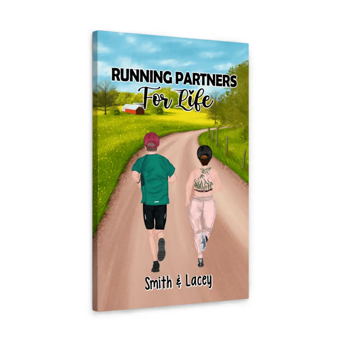 Running Partners For Life - Personalized Canvas, Gift For Running Couples, Runners