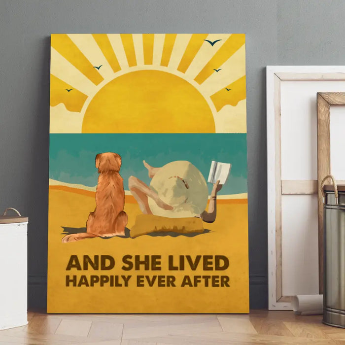 And She Lived Happily Ever After - Personalized Canvas For Dog Lovers, Beach