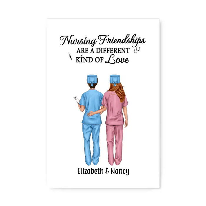 Nursing Is A Work Of Heart - Personalized Nurse Canvas, Nurse Best Friends, Gift for Nurses, Scrub Life