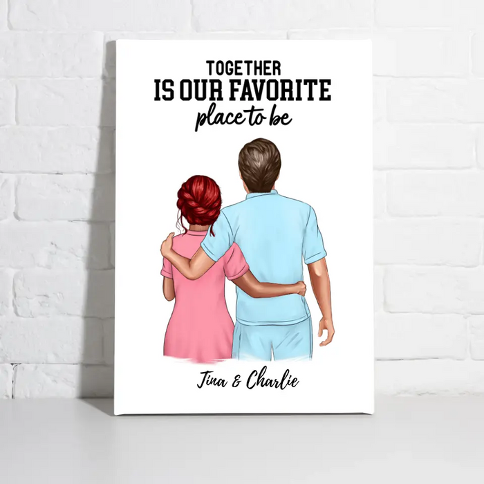 Together Is Our Favorite Place to Be - Personalized Canvas for Couples, Tennis Lovers