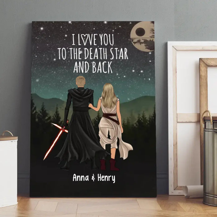 I Love You To The Death Star And Back - Personalized Canvas For Couple, Engagement Gift, Anniversary Gifts