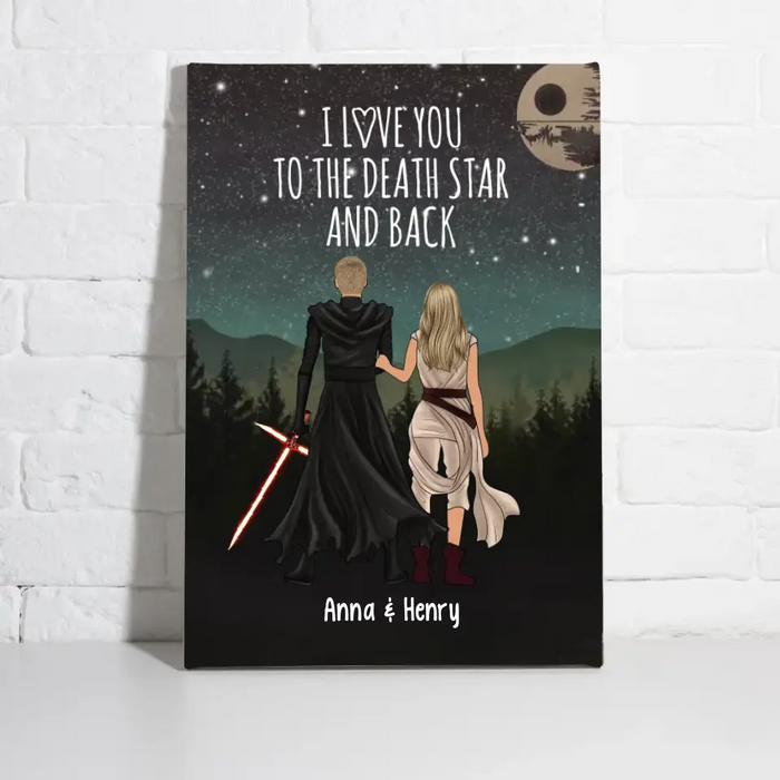 I Love You To The Death Star And Back - Personalized Canvas For Couple, Engagement Gift, Anniversary Gifts