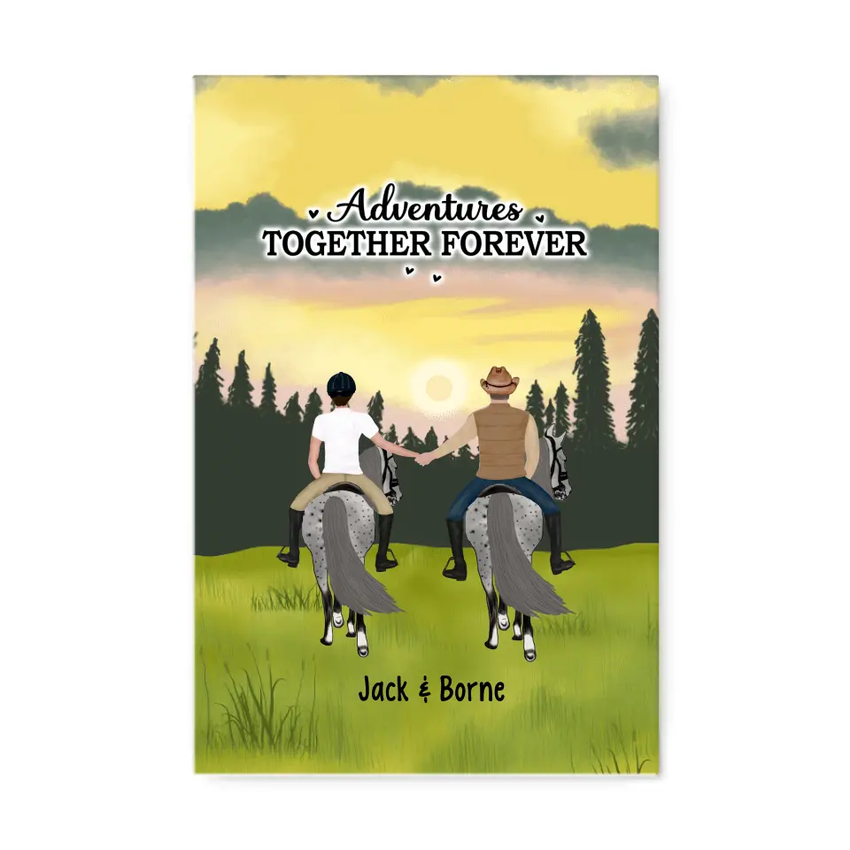Adventures Together Forever Holding Hands Riding Horseback - Personali ...