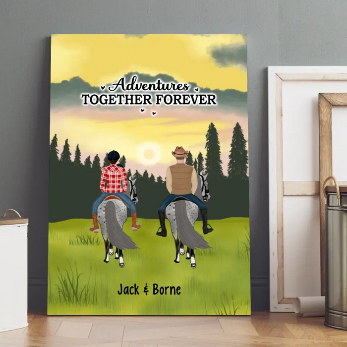 Adventures Together Forever - Personalized Gifts Custom Horse Canvas for Families and Couples, Horse Riding Lovers