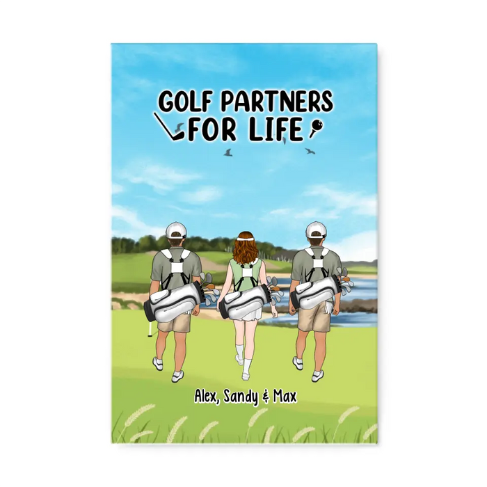 Golf Partners for Life - Personalized Gifts Custom Golf Canvas for Couples, Friends, and Golf Lovers