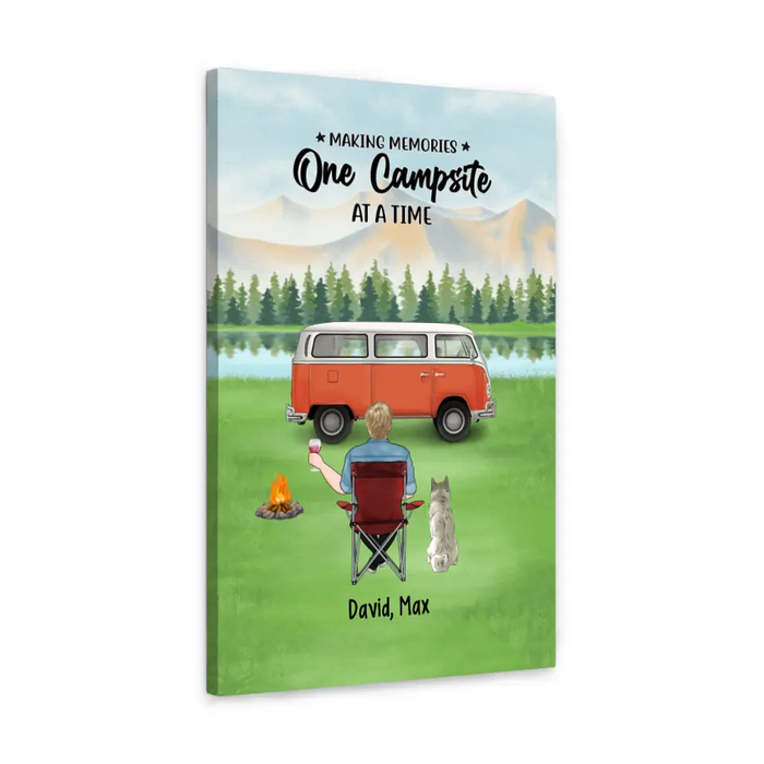 Making Memories One Campsite At A Time - Personalized Gifts Custom Camping Canvas For Dog Dad, Camping Lovers