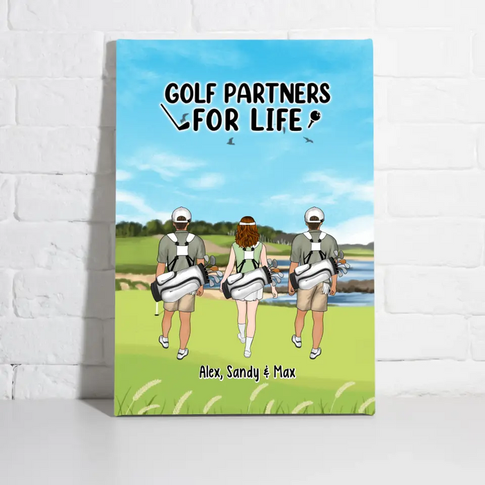 Golf Partners for Life - Personalized Gifts Custom Golf Canvas for Couples, Friends, and Golf Lovers