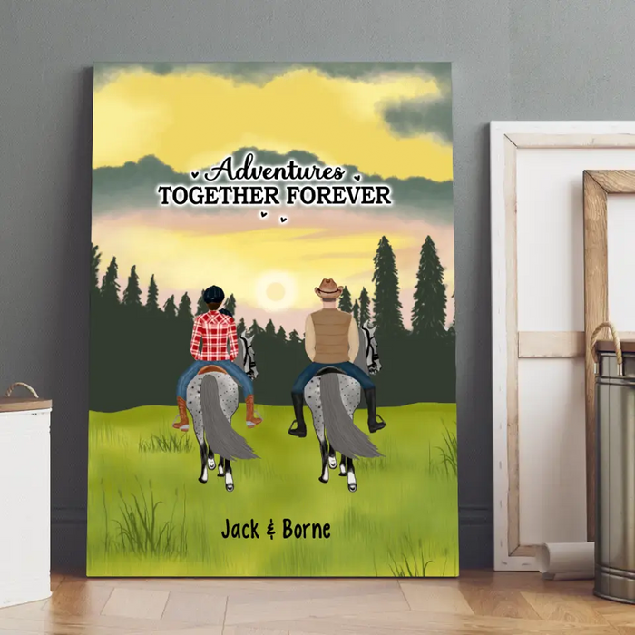 Adventures Together Forever - Personalized Gifts Custom Horse Canvas for Families and Couples, Horse Riding Lovers