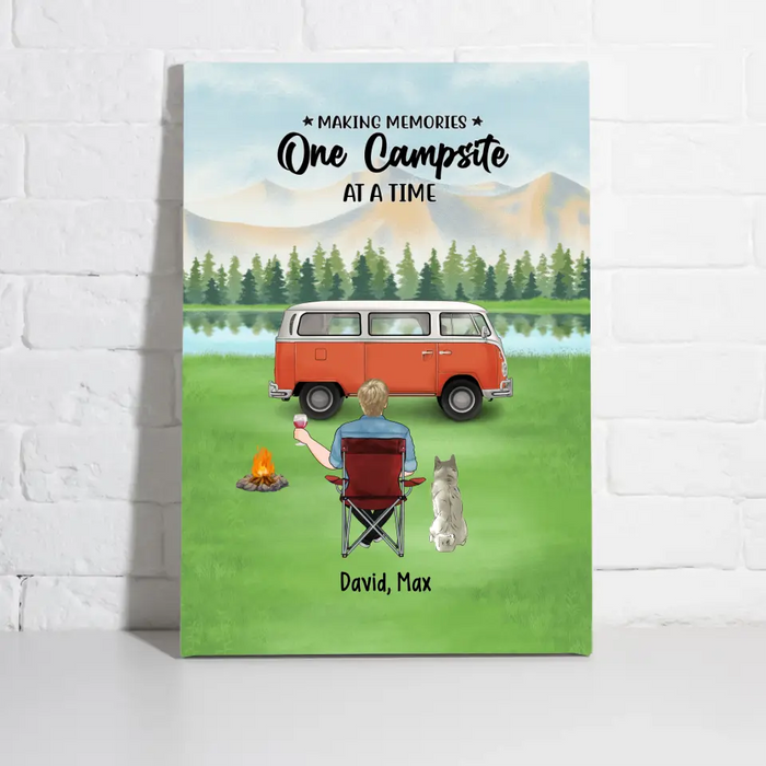 Making Memories One Campsite At A Time - Personalized Gifts Custom Camping Canvas For Dog Dad, Camping Lovers