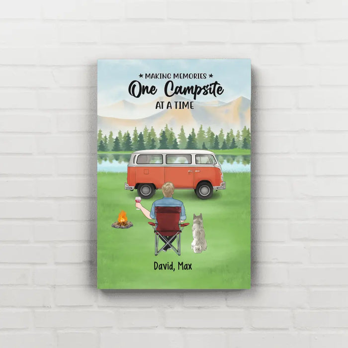 Making Memories One Campsite At A Time - Personalized Gifts Custom Camping Canvas For Dog Dad, Camping Lovers