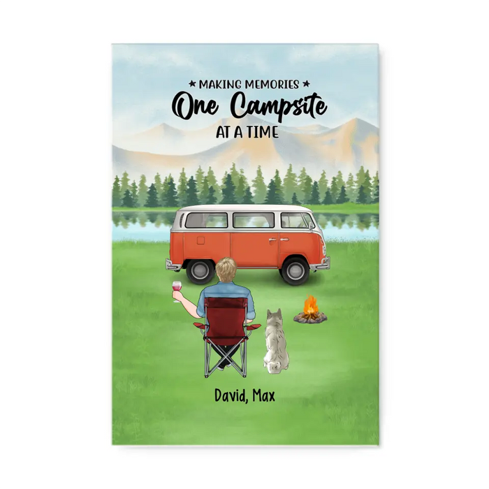 Making Memories One Campsite At A Time - Personalized Gifts Custom Camping Canvas For Dog Dad, Camping Lovers