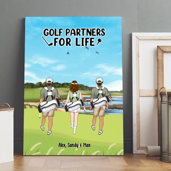 Golf Partners for Life - Personalized Gifts Custom Golf Canvas for Couples, Friends, and Golf Lovers