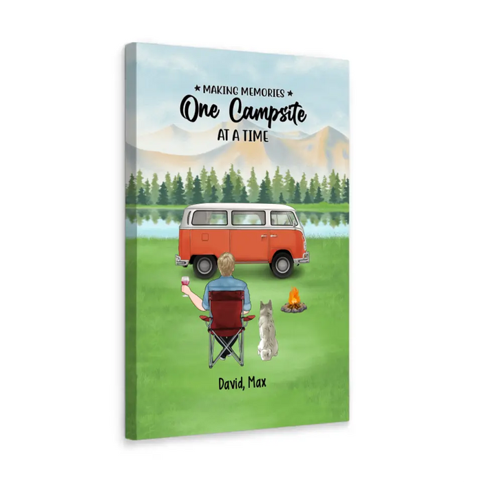Making Memories One Campsite At A Time - Personalized Gifts Custom Camping Canvas For Dog Dad, Camping Lovers
