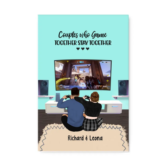 Couple Who Game Together Stay Together - Personalized Gifts for Custom Gaming Canvas for Couples, Gaming Lovers