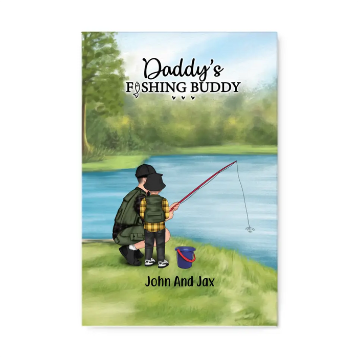 Daddy's Fishing Buddy - Father's Day Personalized Gifts Custom Go Fishing Canvas for Dad, Go Fishing Lovers