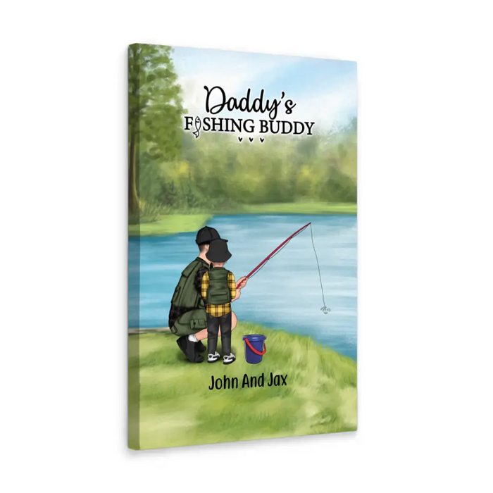 Daddy's Fishing Buddy - Father's Day Personalized Gifts Custom Go Fishing Canvas for Dad, Go Fishing Lovers